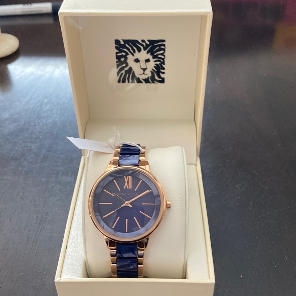 Anne Klein Al/3300 Rose Gold tone-blue two toned watch brand new